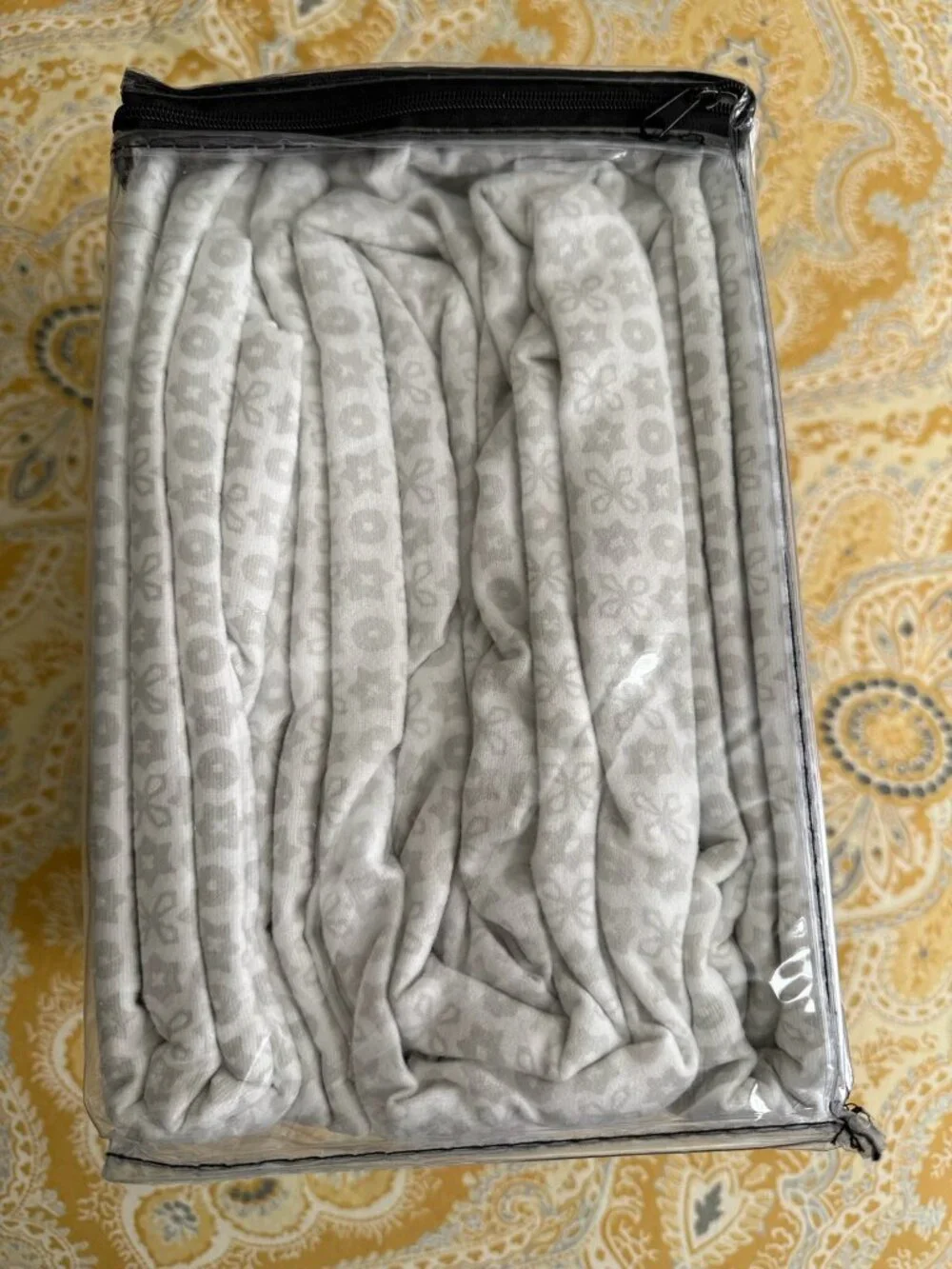 Cuddl Duds Heavyweight Flannel White & Gray Geo Full Sheet Set - NIP